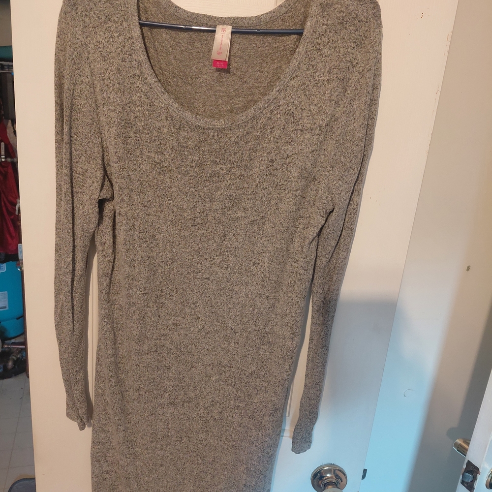 No Boundaries Heather Gray Long Sleeve Dress